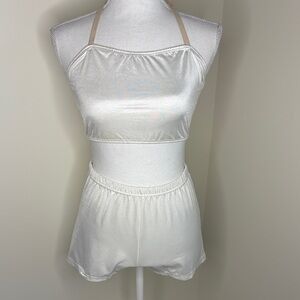 Two Piece Bralette & Bottoms. Satin Feel. Small